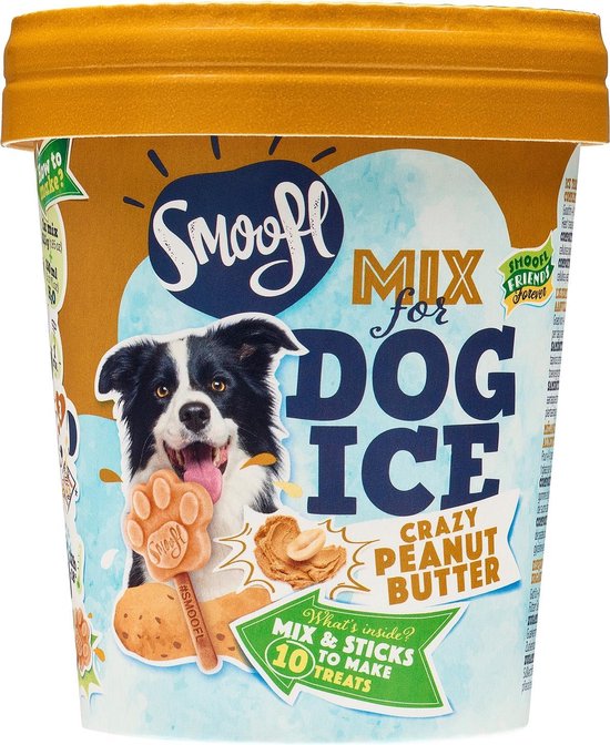 Smoofl Premium Hondensnacks: Ijs voor honden als een snack om af te koelen in de zomer en als een gezonde hond traktatie met verfrissend effect, honden ijs met pindakaas