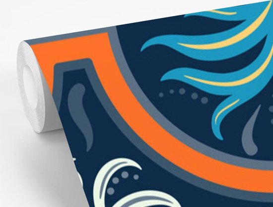 Motif carré de fleurs et feuilles bleues et blanches sur fond sombre 225x350 cm