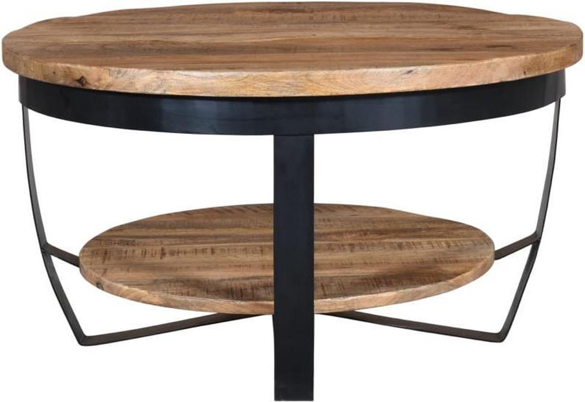 Zita Home Ronde salontafel large met onderblad mangohout 90cm - FINAL PRICE  T/M 1 JANUARI | bol.com