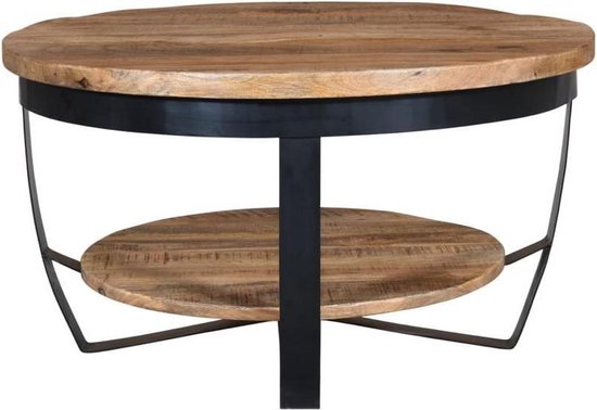 Bedienen Pasen ophouden Zita Home Ronde salontafel large met onderblad mangohout 90cm - FINAL PRICE  T/M 1 JANUARI | bol.com