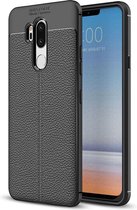 Voor LG G7 ThinQ Litchi Texture Soft TPU beschermende achterkant van de behuizing (zwart)
