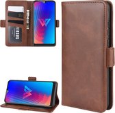 Wallet Stand lederen mobiele telefoonhoes voor LG W30, met portemonnee en houder en kaartsleuven (bruin)