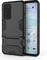Voor Huawei P40 PC + TPU schokbestendige beschermhoes met houder (zwart)