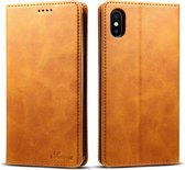 Suteni Calf Texture horizontale flip lederen case voor iPhone XS Max, met houder & kaartsleuven & portemonnee (bruin)