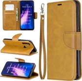 Voor huawei mate 30 pro retro lamsvel textuur pure kleur horizontale flip pu lederen case met houder & kaartsleuven & portemonnee & lanyard (geel)
