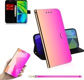 Voor Xiaomi Mi Note 10 Lmitated Mirror Surface Horizontale Flip Leather Case met houder & kaartsleuven & Wallet & Lanyard (kleurverloop)