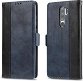 Voor xiaomi redmi note 8 pro retro textuur contrast kleur splicing horizontale flip tpu + pu lederen case met kaartsleuven & houder & portemonnee (blauw)