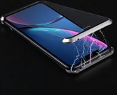 Ultradun hoekig frame Magnetische absorptie Dubbelzijdig gehard glazen omhulsel voor iPhone XR (zilver)