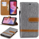 Kleuraanpassing Denim Texture Leather Case voor Xiaomi Redmi 6 / 6A, met houder & kaartsleuven & portemonnee & lanyard (grijs)