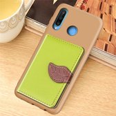 Leaf Buckle Litchi Texture Card Holder PU + TPU Case met Card Slot & Holder & Wallet & Photo Frame voor Huawei Nove 4E / P30 Lite (Groen)