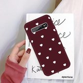 Voor Galaxy S10 + Multi Love Heart Pattern Frosted TPU-beschermhoes (wijnrood)