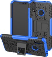 Tire Texture TPU + PC Shockproof Case voor Asus Zenfone Max (M2), met houder (blauw)
