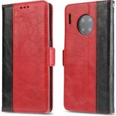 Voor Huawei Mate 30 Pro Retro textuur Contrastkleur Splicing Horizontaal Flip TPU + PU lederen tas met kaartsleuven & houder en portemonnee (rood)