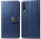 Retro effen kleur lederen gesp mobiele telefoon bescherming lederen tas met lanyard & fotolijst & kaartsleuf & portemonnee & beugelfunctie voor Huawei Honor 9X pro (blauw)