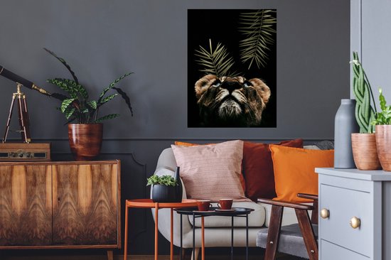 Stickers muraux - Film autocollant - Tigre - Portrait - Plantes - 60x80 cm - Film adhésif - Stickers muraux chambre d'enfant - Papier peint autocollant - Papier peint autocollant - Film autocollant