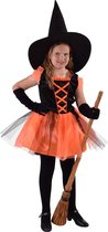 Heksenjurkje zwart-oranje met tule, exclusief hoed