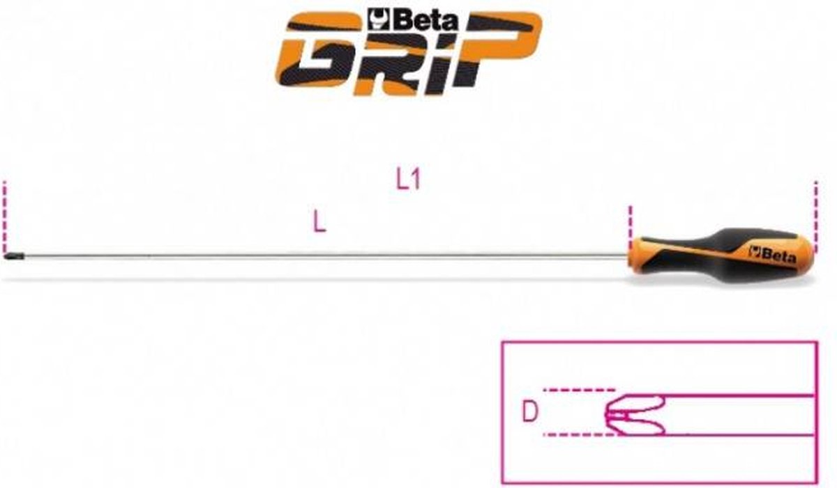 Kruiskopschroevendraaier PH1 4,5x400mm Beta met Betagrip handbediende