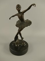 Bronzen beeld - Meisje Ballerina - Danseres sculptuur - 28 cm hoog