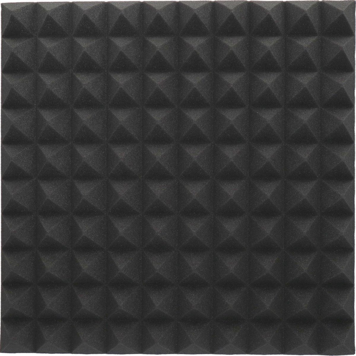 Foamplaat - Isolatieplaten - Akoestische panelen - 50x50cm - Zwart - Piramide - Geluidsisolatie - 50x50cm - interieur
