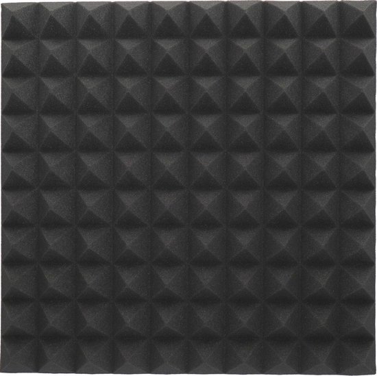 Foamplaat - Isolatieplaten - Akoestische panelen - 50x50cm - Zwart - Piramide - Geluidsisolatie - 50x50cm - interieur