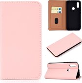 Voor xiaomi redmi 7 effen kleur mat magnetische horizontale flip lederen tas met kaartsleuven en houder (roze)