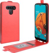 Voor LG K51 R64 textuur enkele verticale flip lederen beschermhoes met kaartsleuven en fotolijst (rood)