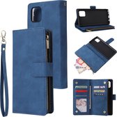 Voor Galaxy Note10 Lite multifunctionele horizontale flip lederen tas, met kaartsleuf en houder en rits portemonnee en fotolijst (blauw)