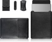 4 in 1 laptop PU lederen tas + power bag + kabelbinder + muis tas voor MacBook 15 inch (zwart)