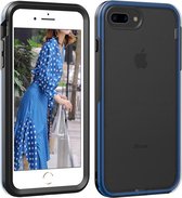 Voor iPhone 7 Plus / 8 Plus TPU + PC Poolse behuizing Val- en schokbestendig en krasbestendig (zwart + blauw)