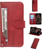 Voor Xiaomi Mi CC9e / Mi A3 Fashion Calf Texture Zipper Horizontal Flip PU Leather Case, with Holder & Card Slots & Wallet (Red)