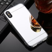 Voor iphone xs max tpu + acryl luxe plating spiegel telefoon geval dekking (zilver)