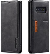 Voor Galaxy S10 LC.IMEEKE LC-001-serie PU + TPU kleuraanpassing frosted horizontale flip lederen tas met houder en kaartsleuf (zwart)