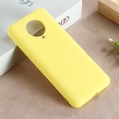 Voor xiaomi redmi k30 pro effen kleur vloeibare siliconen volledige dekking anti-fall mobiele telefoon beschermhoes (geel)