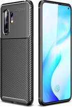 Voor Vivo X30 Pro Carbon Fiber Texture Shockproof TPU Case (Zwart)