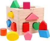 ZaciaToys Kleurrijke Vormenstoof - Steekkubus houten dobbelsteen - Sorteerhuisje - Educatief speelgoed Kinderen - Puzzel - Steekdoos voor baby en peuter - Motoriek - Vormherkenning