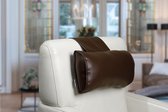 Finlandic hoofdkussen F05 chocolate bruin, reinigbaar, vegan leder voor relax fauteuil- luxe nekkussen met contragewicht voor sta op stoel- comfortabele vegan lederen hoofdsteun- i