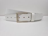 Lederen riem 4 cm breed - Stoer industrieel gesp - Leren Broekriem - Jeans breedte  - 115 cm Egaal leer - kleur Wit