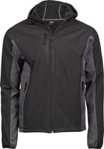 Tee Jays Heren Lichtgewicht Performance Hooded Soft Shell Jacket (Zwart/Donkergrijs)