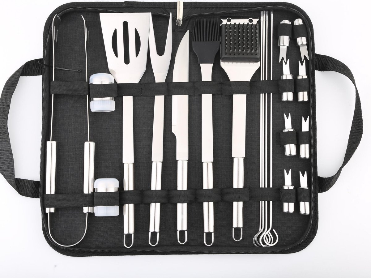 Cooklogic - BBQ accesoires set - incl. opberghoes - 20 delig - incl. BBQ Tang & BBQ Spatel