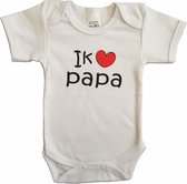 Witte romper met "Ik hou van papa" - maat 80 - vaderdag, cadeautje, kraamcadeau, grappig, geschenk, baby, tekst, bodieke