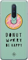 OnePlus 8 hoesje siliconen - Donut worry | OnePlus 8 case | Roze | TPU backcover transparant