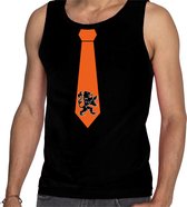 Zwart fan tanktop voor heren - oranje leeuw stropdas - Holland / Nederland supporter - EK/ WK mouwloos t-shirt / outfit L
