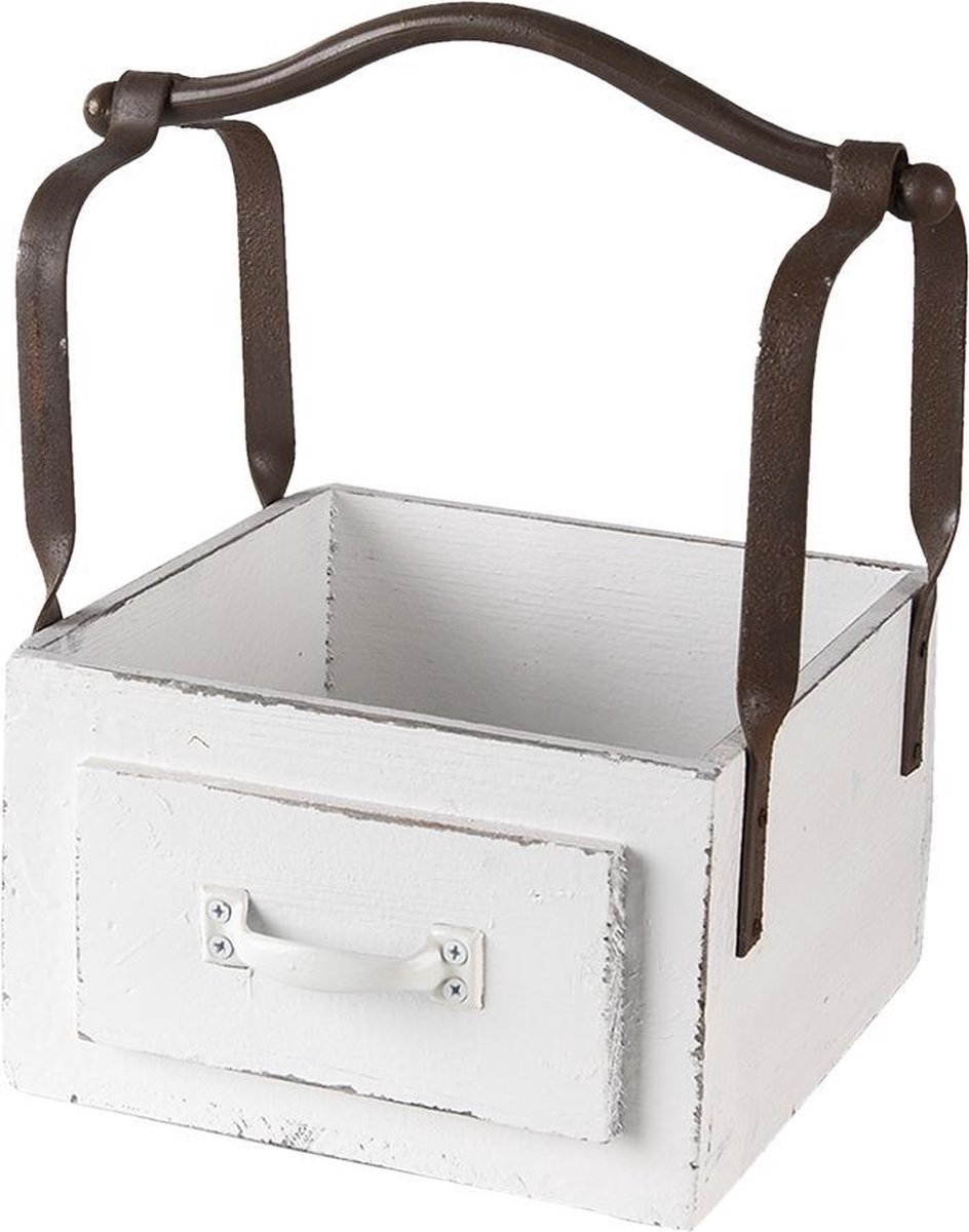 Clayre & Eef Mand 24x19x28 cm Wit Hout