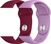 2 sport bandjes geschikt voor Apple Smartwatch 38/40 mm S/M – YOUNIQ – Roos Rood & Licht Paars – iWatch Series 1/2/3/4/5/6/SE - Horloge Band Strap geschikt voor Apple Watch