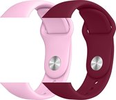 2 sport bandjes geschikt voor Apple Smartwatch 38/40 mm S/M – YOUNIQ – Roze Zand & Roos Rood – iWatch Series 1/2/3/4/5/6/SE - Horloge Band Strap geschikt voor Apple Watch