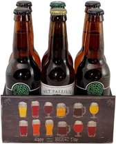 Happy Beer Day - cadeauverpakking - voor 6 bieren - zwart - biercadeau - vaderdag cadeau, bierverpakking