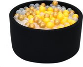Ballenbak Grafiet Zwart 90x40 met 250 ballen Geel, Goud, Transparant