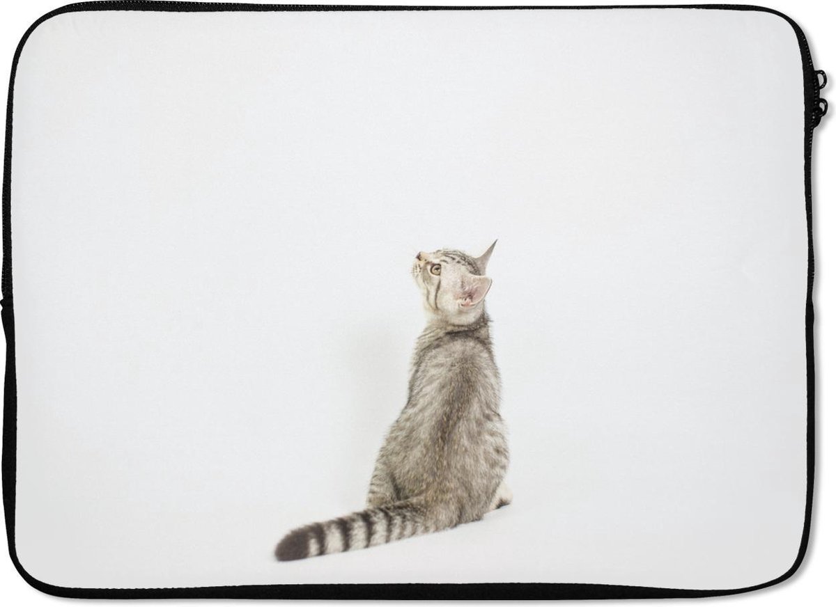 Laptophoes 13 inch - Kat - Huisdieren - Vacht - Laptop sleeve - Binnenmaat 32x22,5 cm - Zwarte achterkant