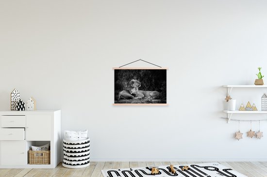 Affiche textielposter Lion et lionne lattes vierge 60x40 cm
