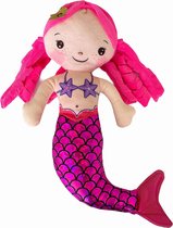Zeemeermin pop knuffel pluche roze - 30 cm - kinderen- bij zeemeermin jurk prinsessen verkleedkleding